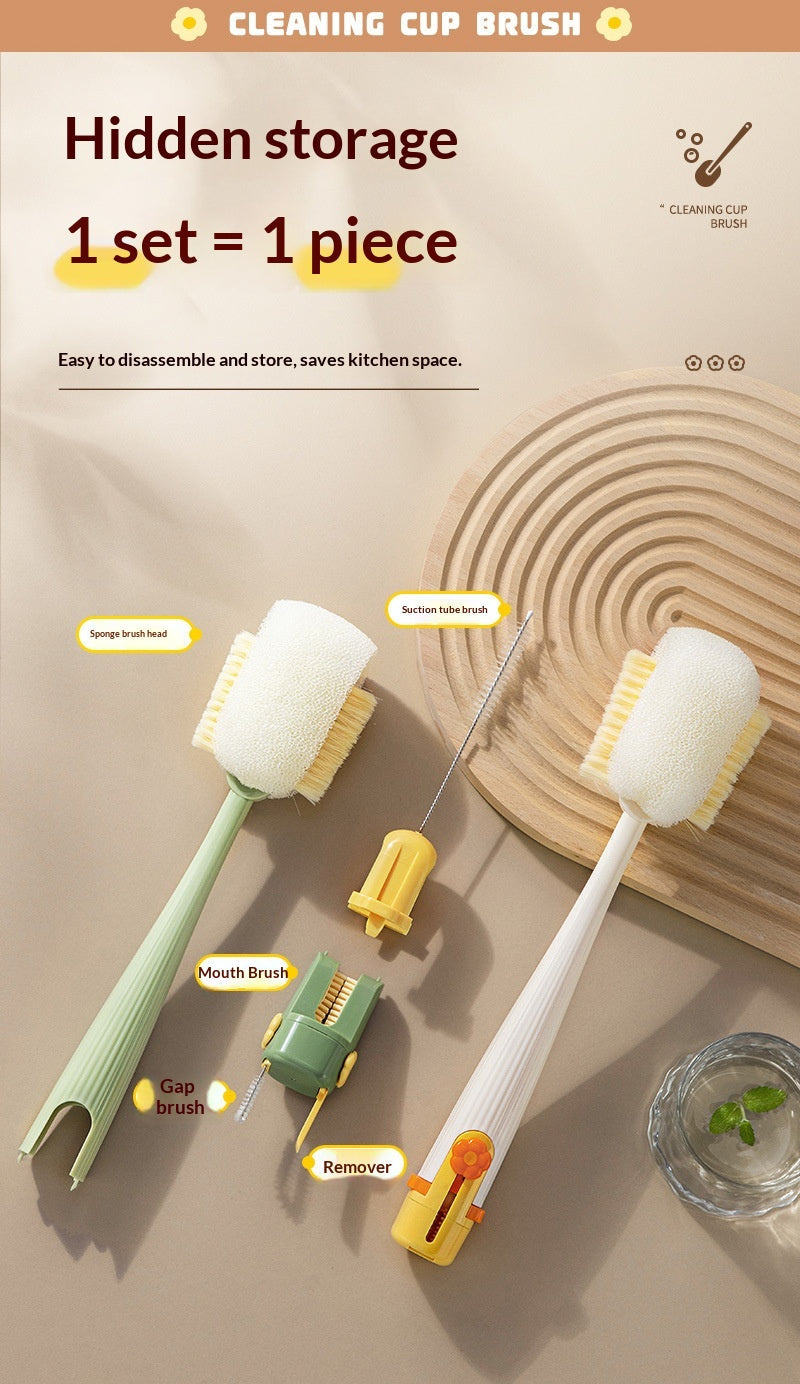 Multifunctional 5 in 1 Cup Brush Cleaning Tools, Straw Brush Cleaner Bottle Lid Gap Cleaning Brush for Home Kitchen