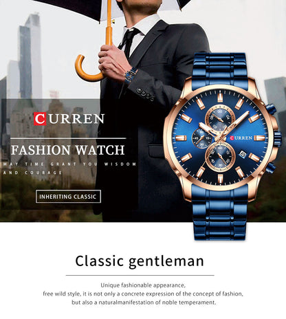 New Original Trendy Stylish Stainless Steel CURREN Watch for Men | Curren 24