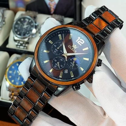 Original Olevs Watch | 100% Authentic | Olevs Watch 3645 Black Brown
