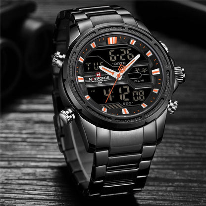 NAVIFORCE Dual Time Waterproof Quartz Watch for Men | NF 18