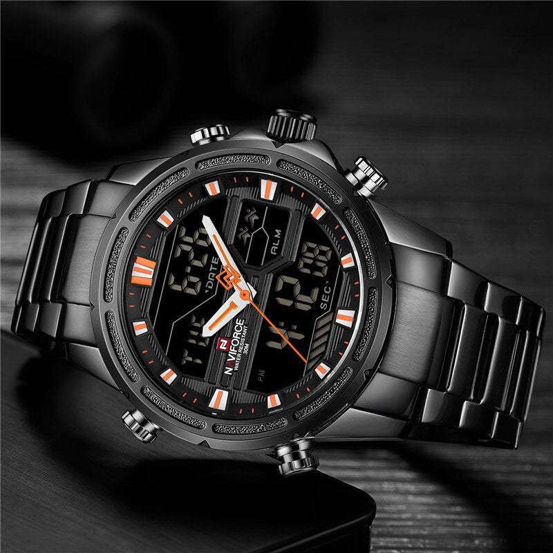 NAVIFORCE Dual Time Waterproof Quartz Watch for Men | NF 18