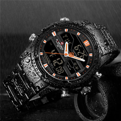 NAVIFORCE Dual Time Waterproof Quartz Watch for Men | NF 18