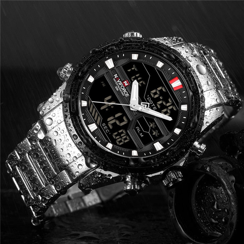 NAVIFORCE Dual Time Waterproof Quartz Watch for Men | NF 18