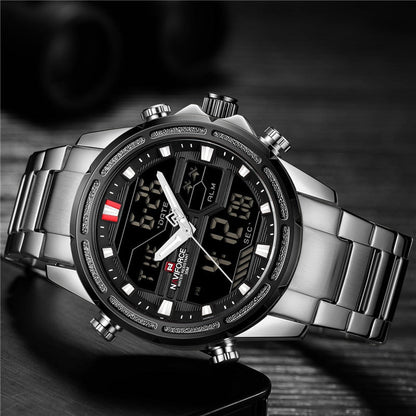 NAVIFORCE Dual Time Waterproof Quartz Watch for Men | NF 18