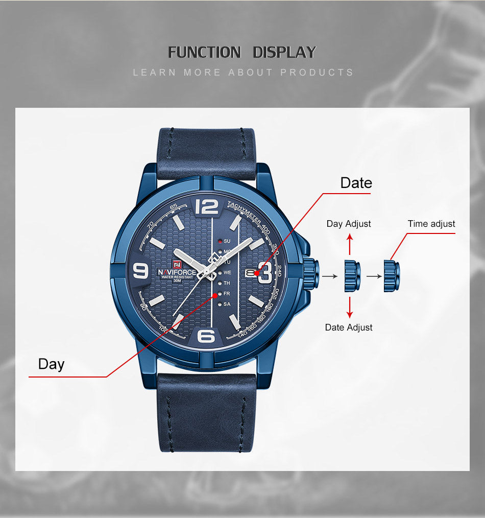 Original Premium Quality NAVIFORCE Stylish Waterproof Quartz Watch for Men | NF 50