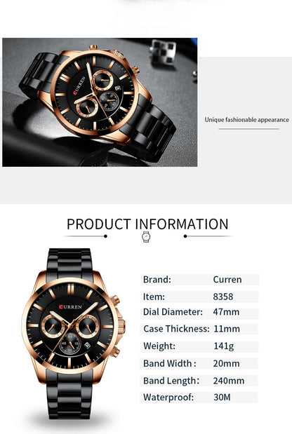 Original Trendy Stylish Stainless Steel CURREN Watch for Men | Curren 30