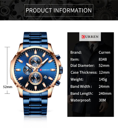 New Original Trendy Stylish Stainless Steel CURREN Watch for Men | Curren 24