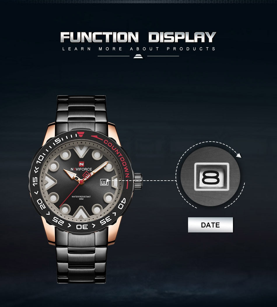 Original NAVIFORCE Stylish Waterproof Quartz Watch for Men | NF 49