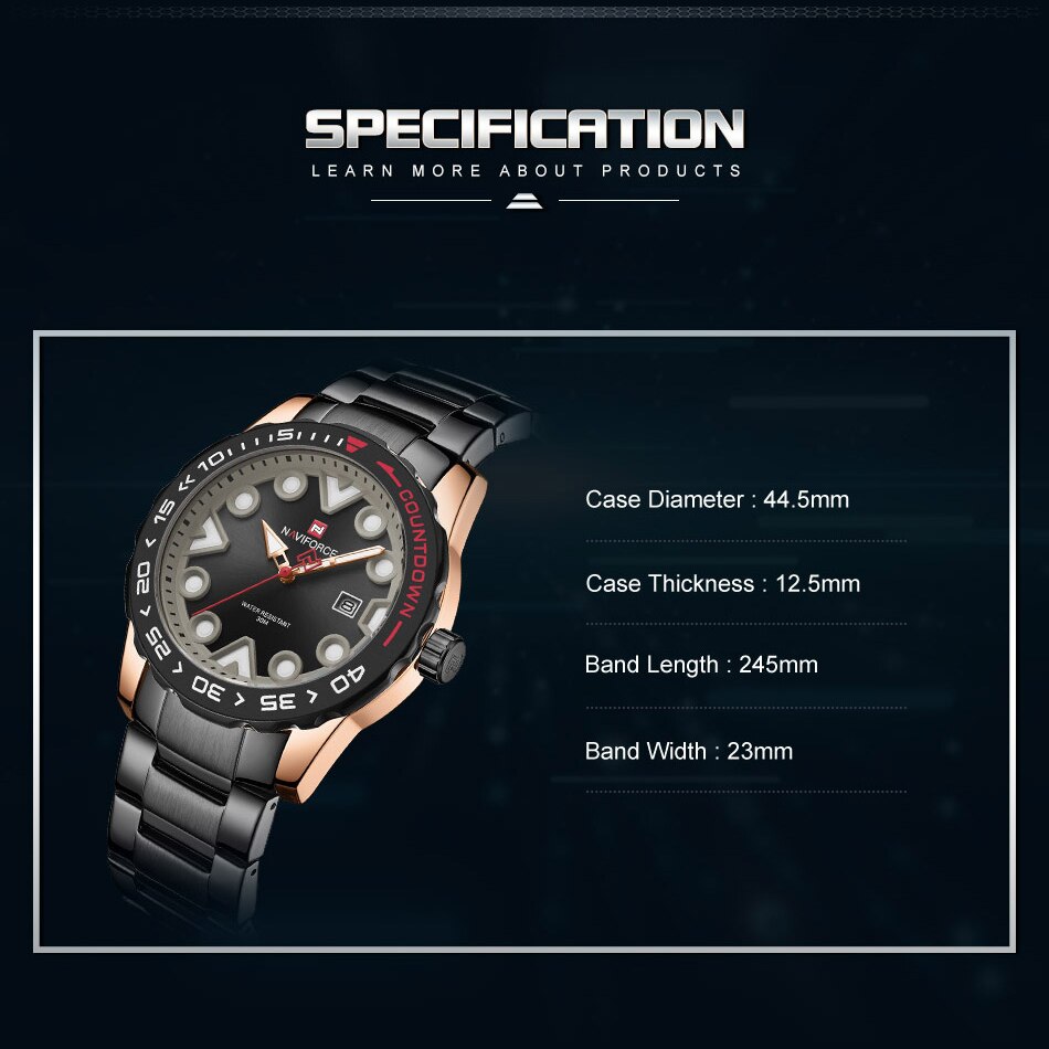 Original NAVIFORCE Stylish Waterproof Quartz Watch for Men | NF 49