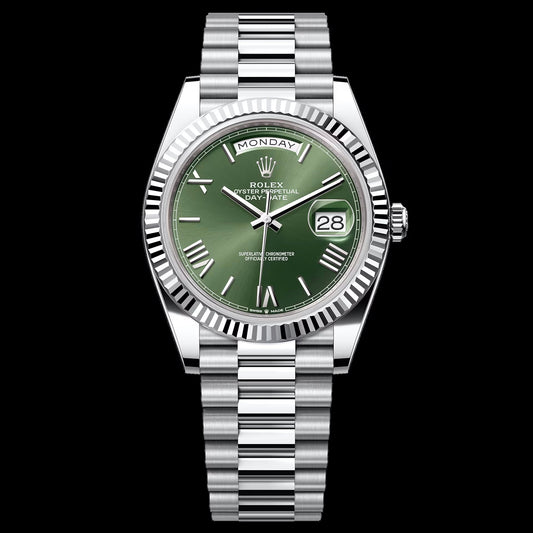 1:1 Luxury Automatic Mechanical Watch | RLX Watch Day Date 40 Silver Green