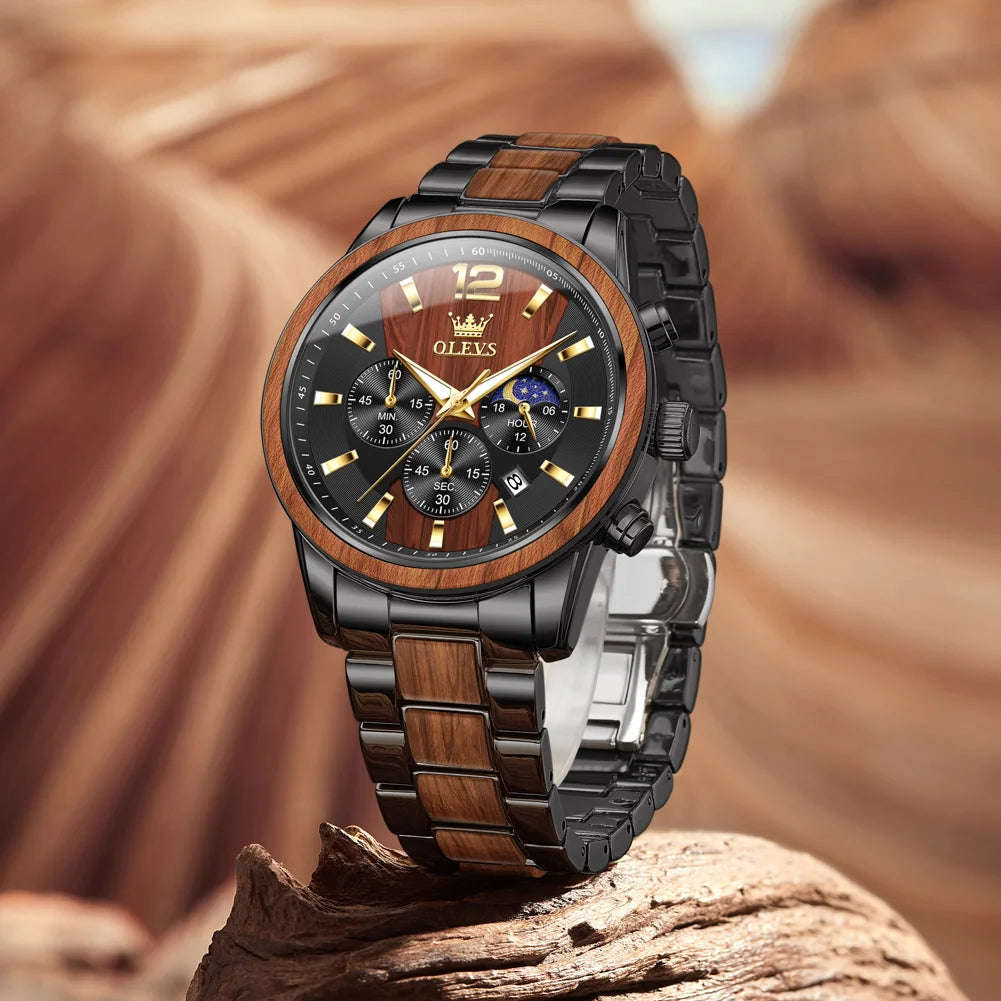 Original Olevs Watch | 100% Authentic | Olevs Watch 3645 Black Brown