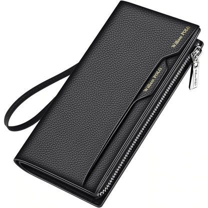 William POLO Male Genuine Leather Wallet Mobile Phone Bag Zipper Purse Handbag - WP Wallet 01