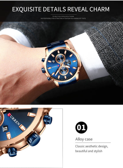 New Original Trendy Stylish Stainless Steel CURREN Watch for Men | Curren 24