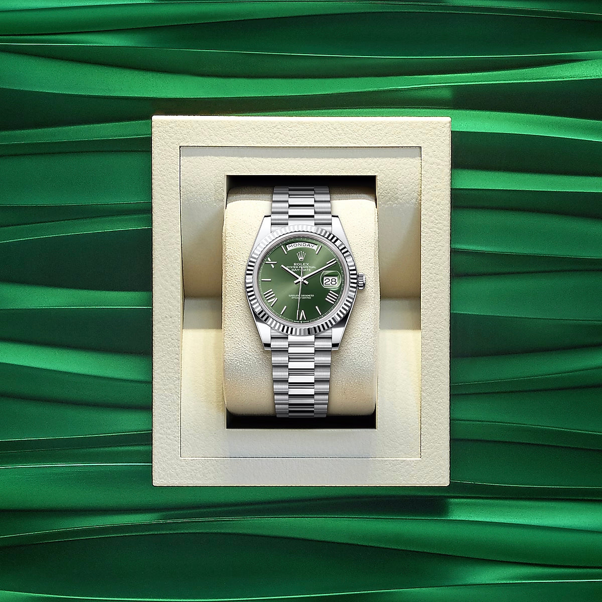 1:1 Luxury Automatic Mechanical Watch | RLX Watch Day Date 40 Silver Green