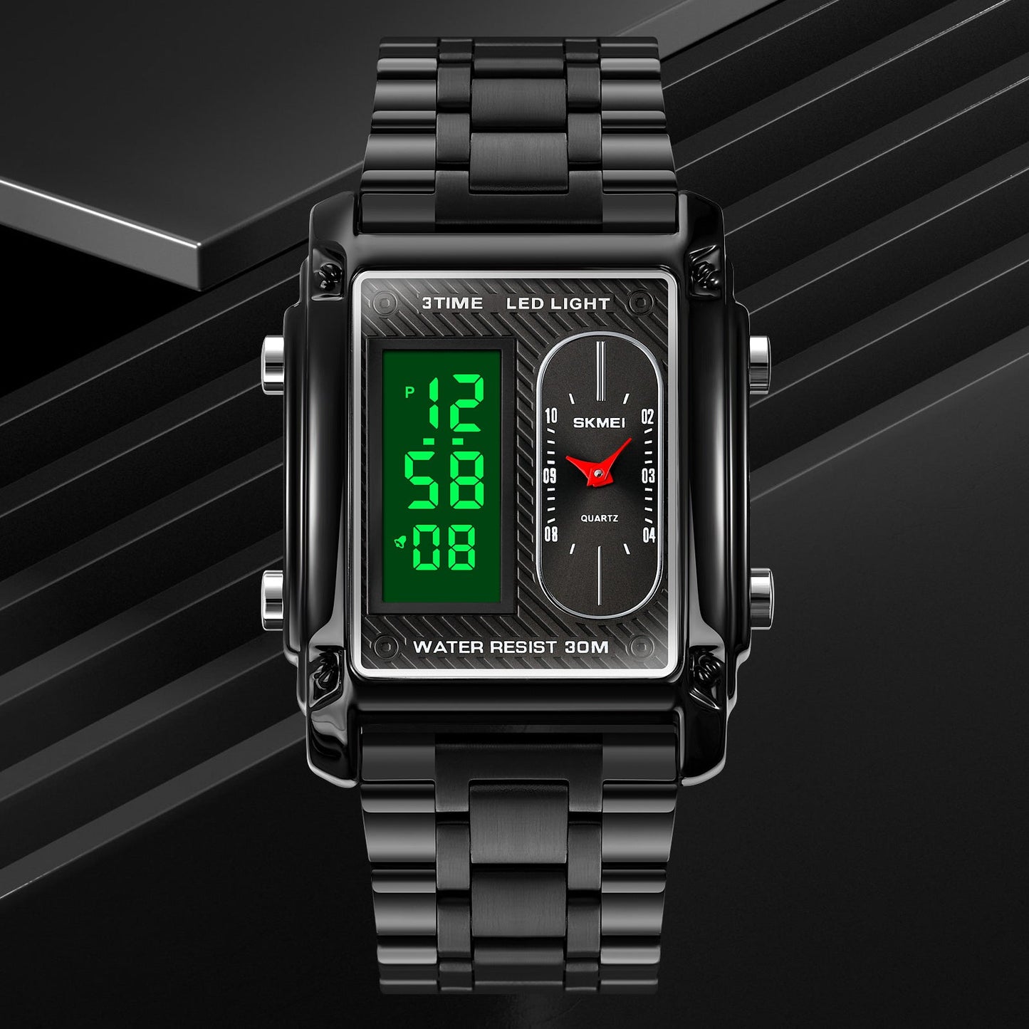 SKMEI 1868 Rectangular Digital Analog Quartz Watch