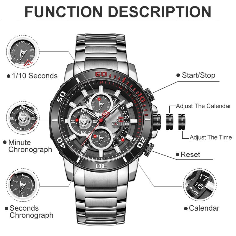 Original NAVIFORCE Stylish Waterproof Quartz Watch for Men | NF 47