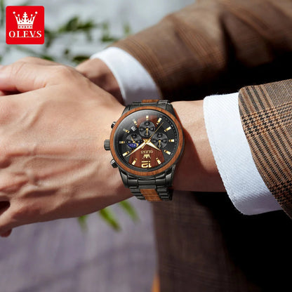 Original Olevs Watch | 100% Authentic | Olevs Watch 3645 Black Brown