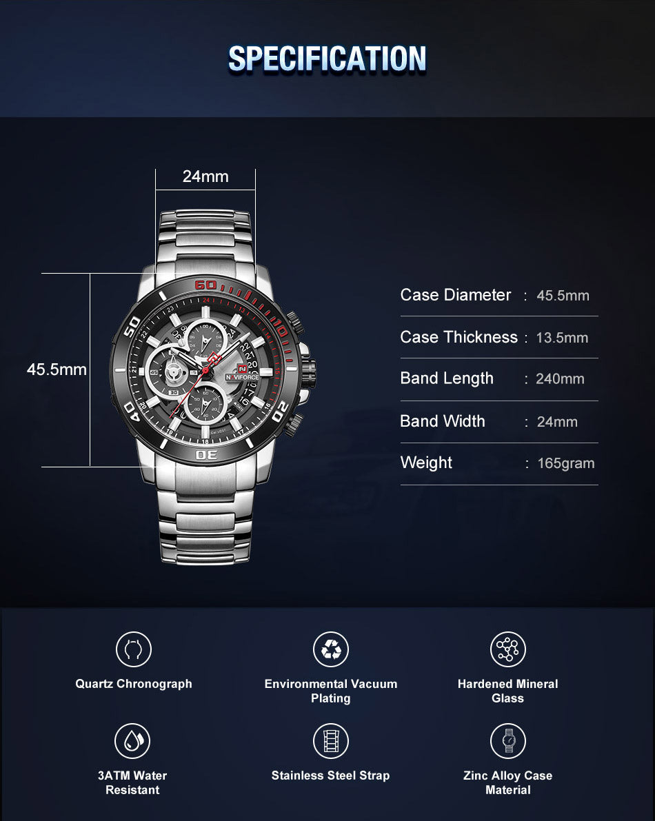 Original NAVIFORCE Stylish Waterproof Quartz Watch for Men | NF 47