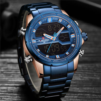 NAVIFORCE Dual Time Waterproof Quartz Watch for Men | NF 18