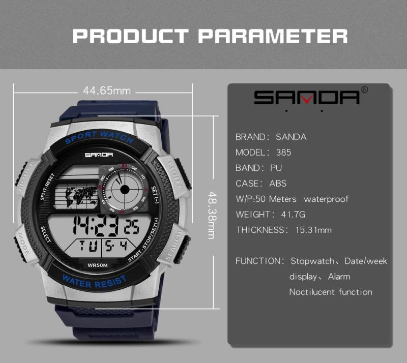 Sanda Sports Watche 30M Waterproof Alarm Digital Wristwatch | Sanda 04