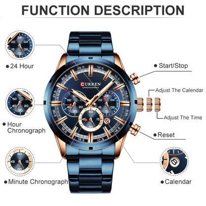 Original Trendy Stylish Stainless Steel CURREN Watch - Curren 57