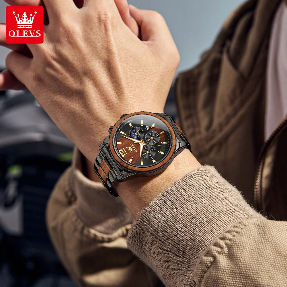 Original Olevs Watch | 100% Authentic | Olevs Watch 3645 Black Brown
