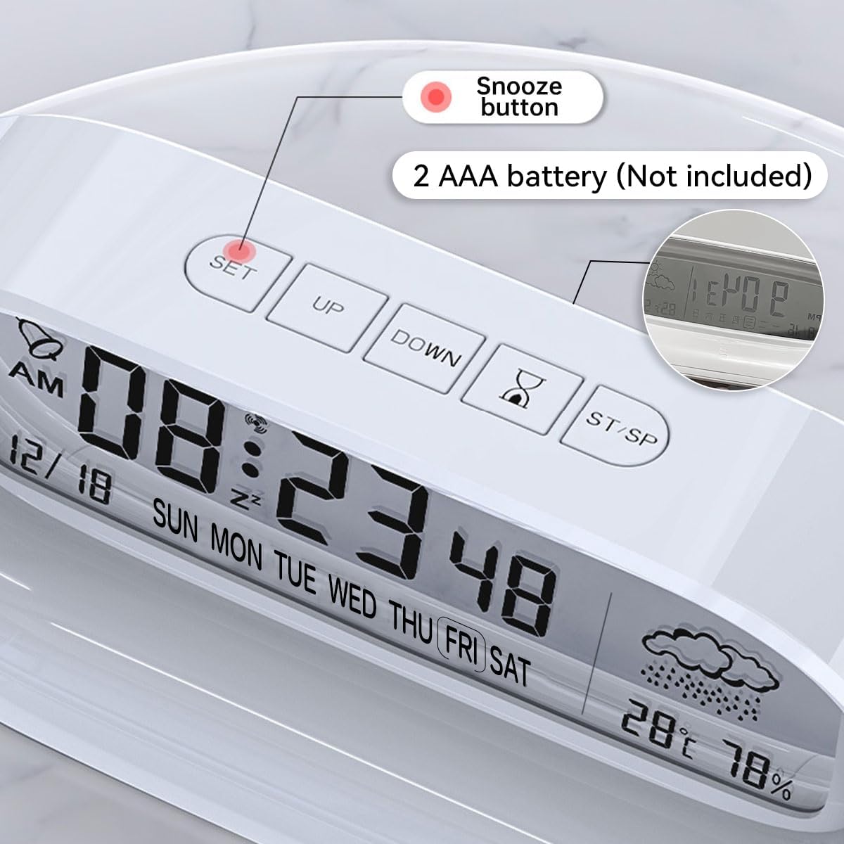 Digital Transparent LED Display Desk Clock | Temperature | Humidity | Table Clock 01