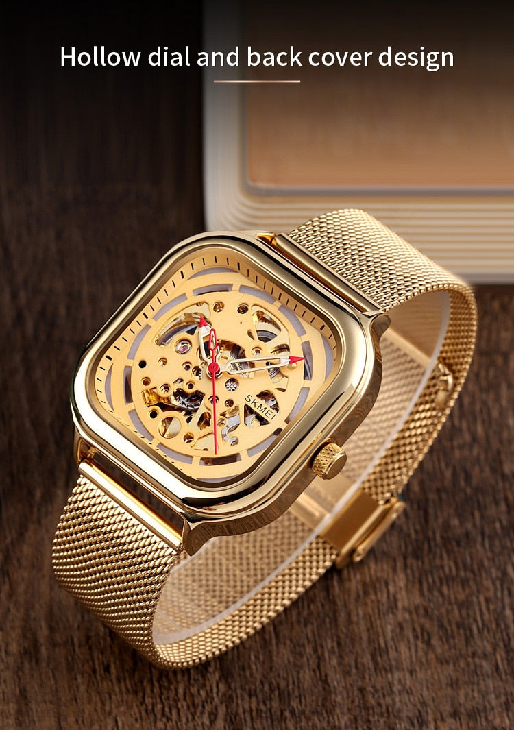 All New SKMEI 25 Golden Mechanical Watch