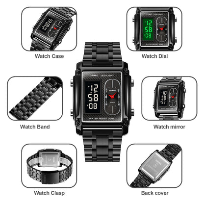 SKMEI 1868 Rectangular Digital Analog Quartz Watch