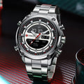 Original Trendy Stylish Dual Time Stainless Steel CURREN Watch - Curren 61 Silver