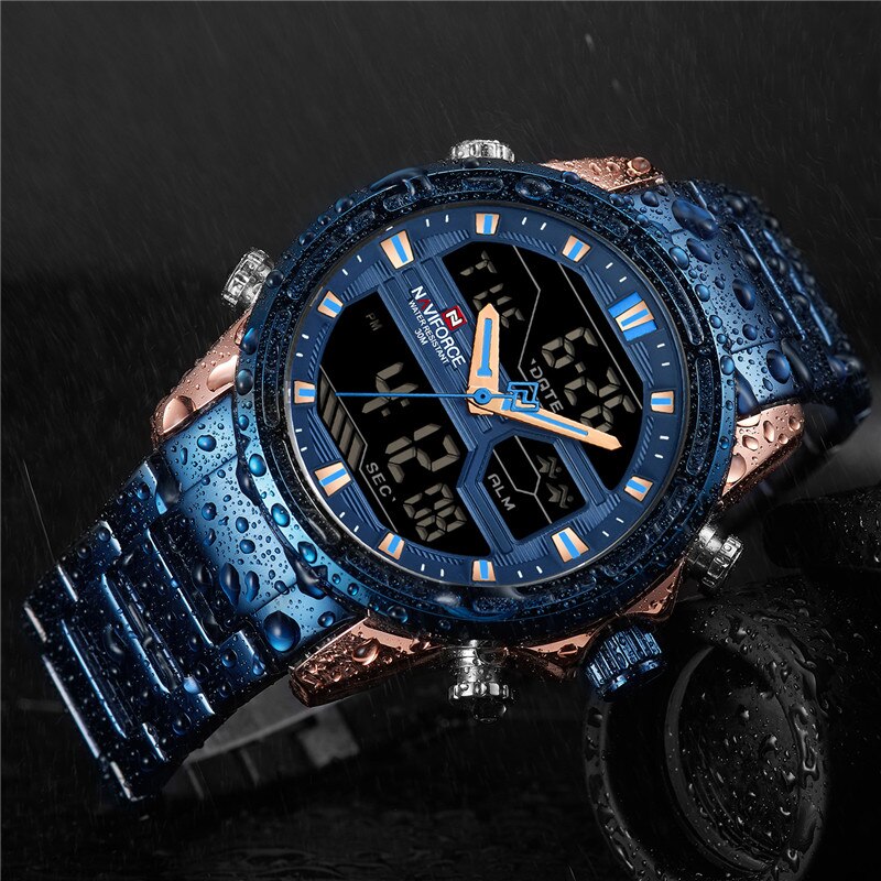 NAVIFORCE Dual Time Waterproof Quartz Watch for Men | NF 18