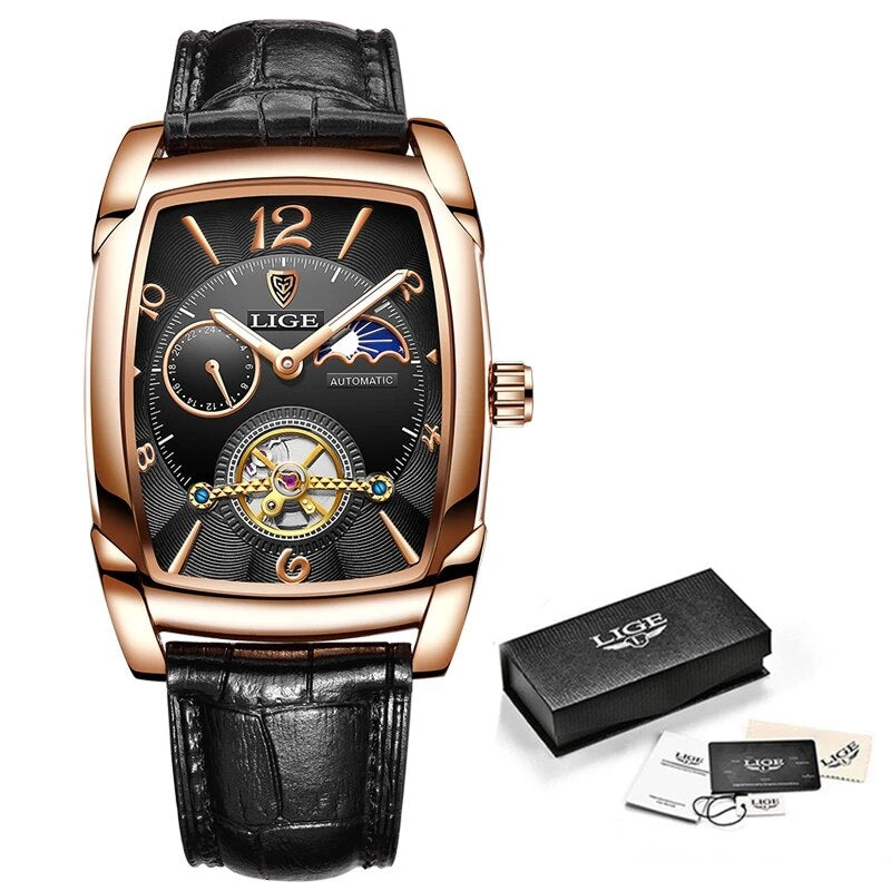 LIGE Men Watch Tourbillon Automatic Premium Quality Watch - LIGE 13