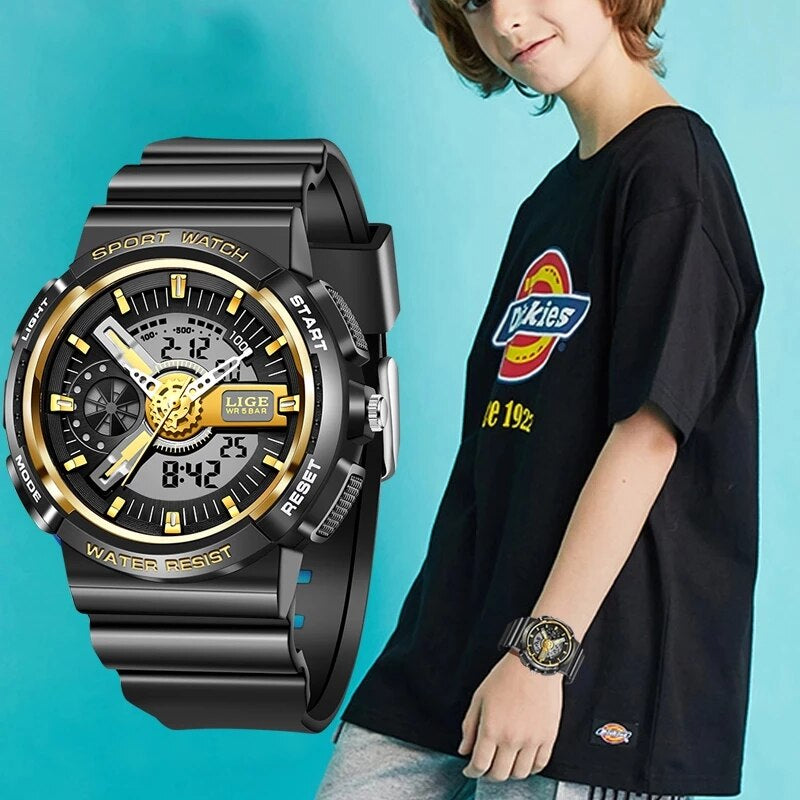 Original Lige Dual Time Digital Quartz Watch for Kids - Lige 12