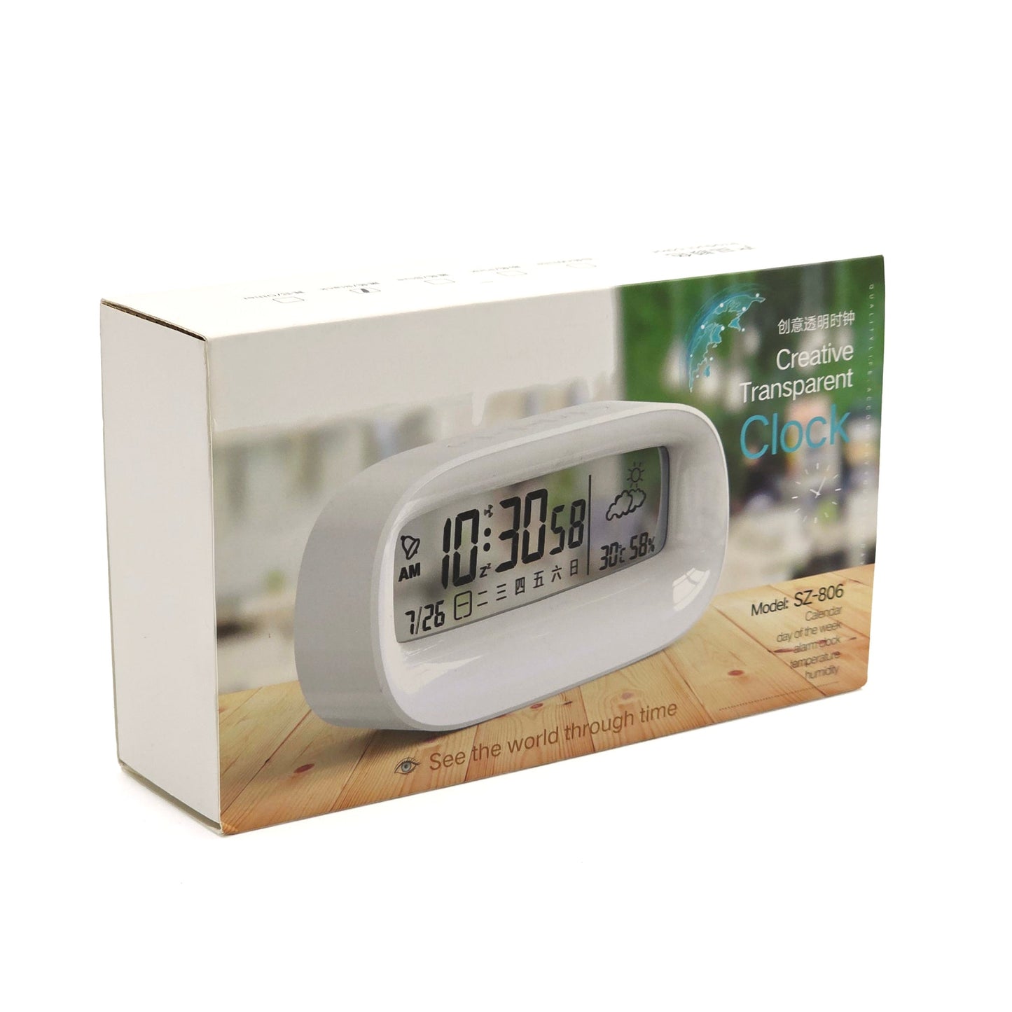 Digital Transparent LED Display Desk Clock | Temperature | Humidity | Table Clock 01