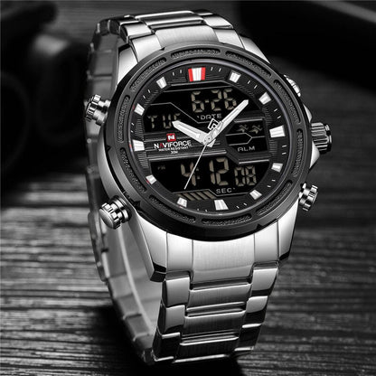 NAVIFORCE Dual Time Waterproof Quartz Watch for Men | NF 18