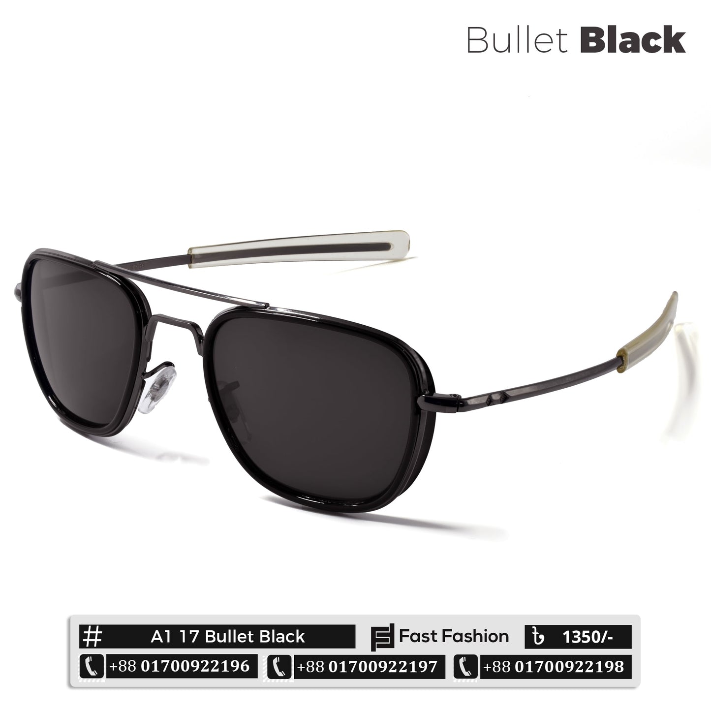 New Pilot Shape AO Design Sunglass for Men | A1 17 Bullet Black | New Arrival