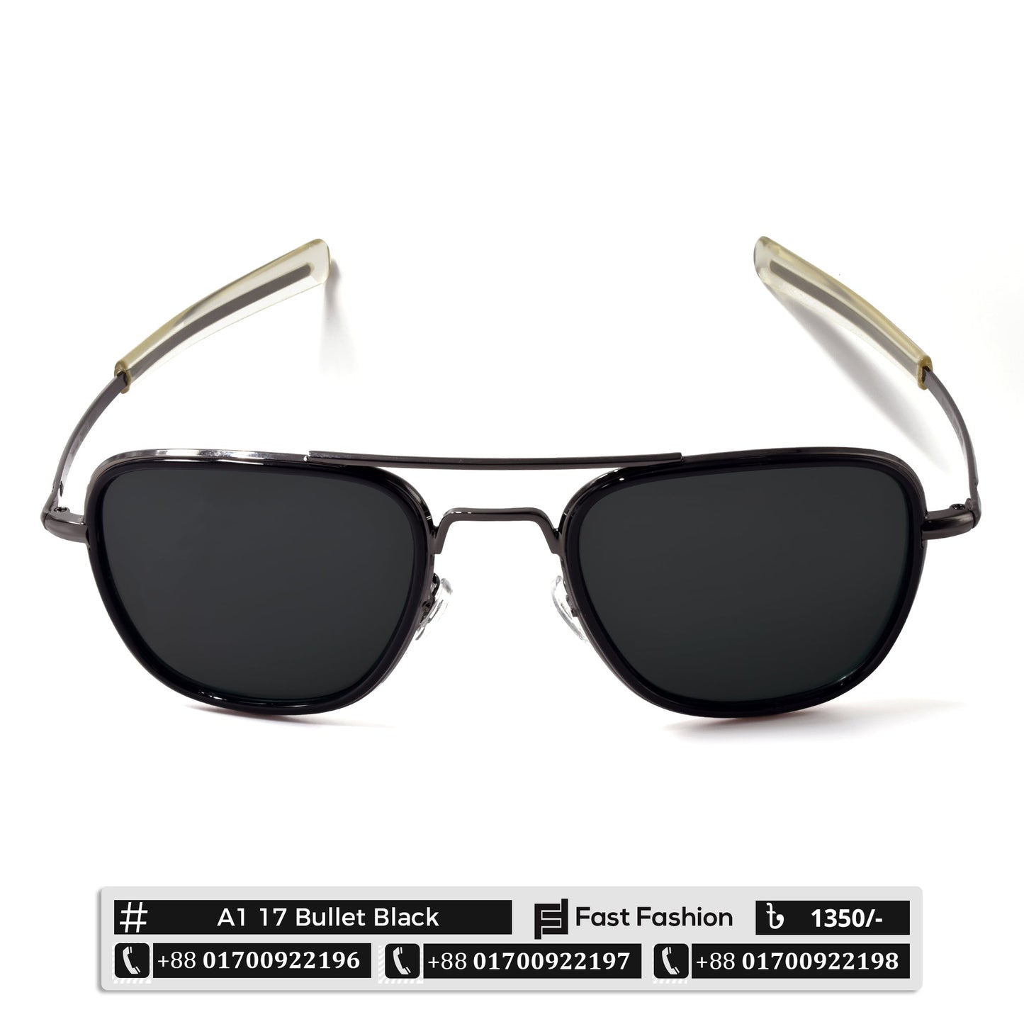 New Pilot Shape AO Design Sunglass for Men | A1 17 Bullet Black | New Arrival