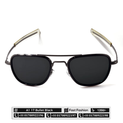 New Pilot Shape AO Design Sunglass for Men | A1 17 Bullet Black | New Arrival