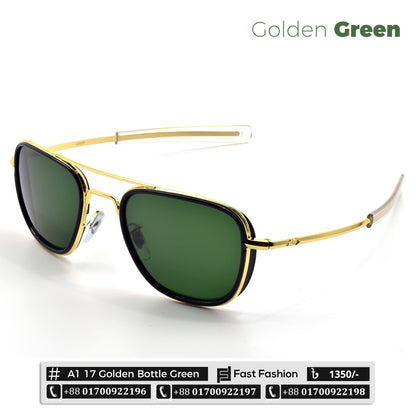 New Pilot Shape AO Design Sunglass for Men | A1 17 Golden Green | New Arrival