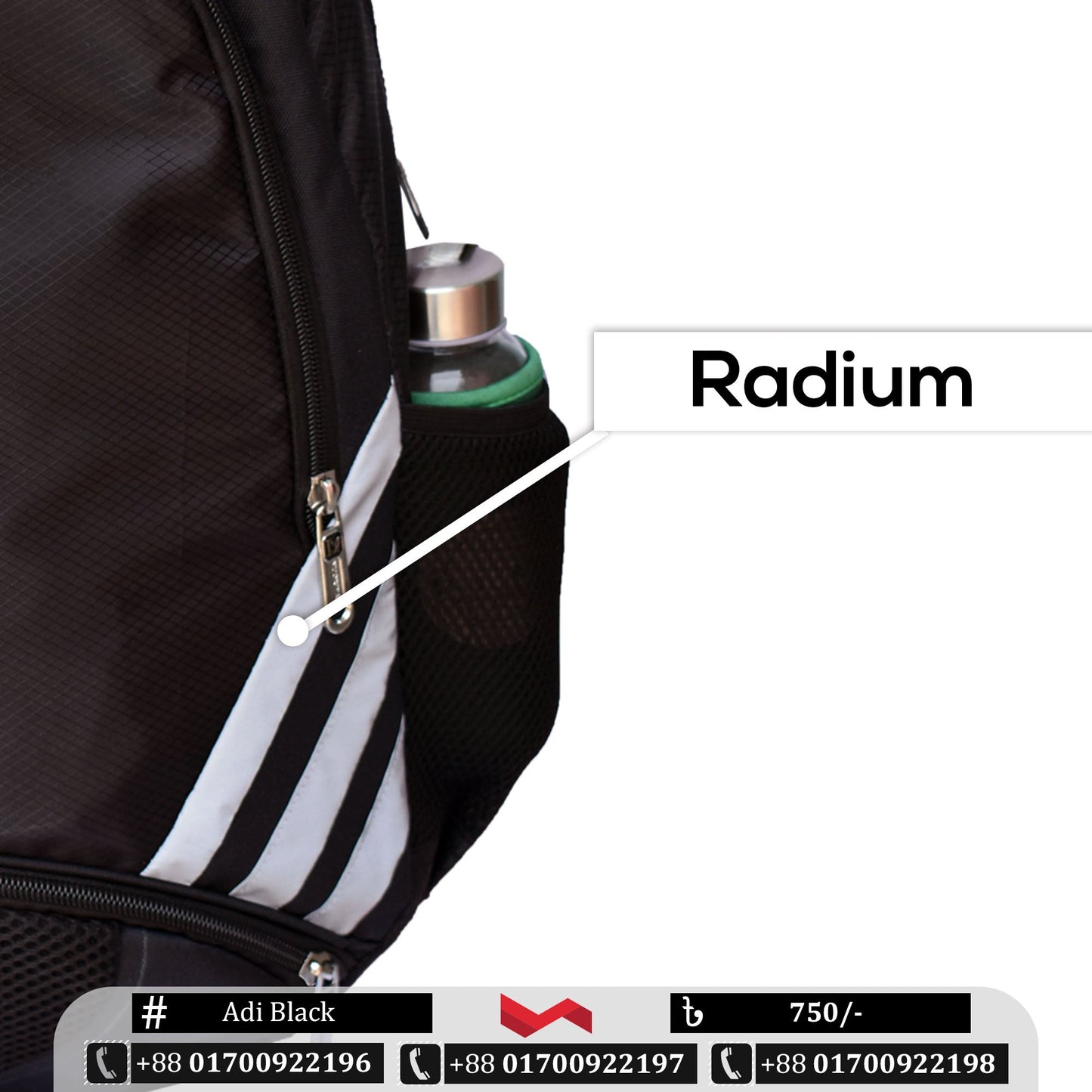 Stylish Radium Bag with Rain Cover - Adi Black Bag