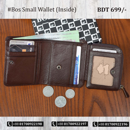 Mini Pocket Size Leather Wallet - Black & Chocolate Color Available