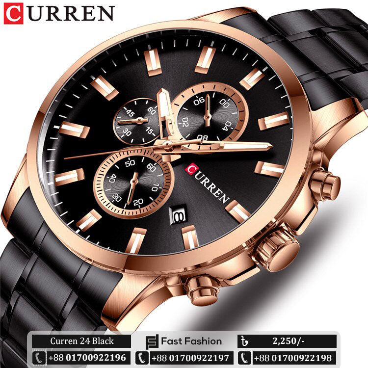 New Original Trendy Stylish Stainless Steel CURREN Watch for Men | Curren 24