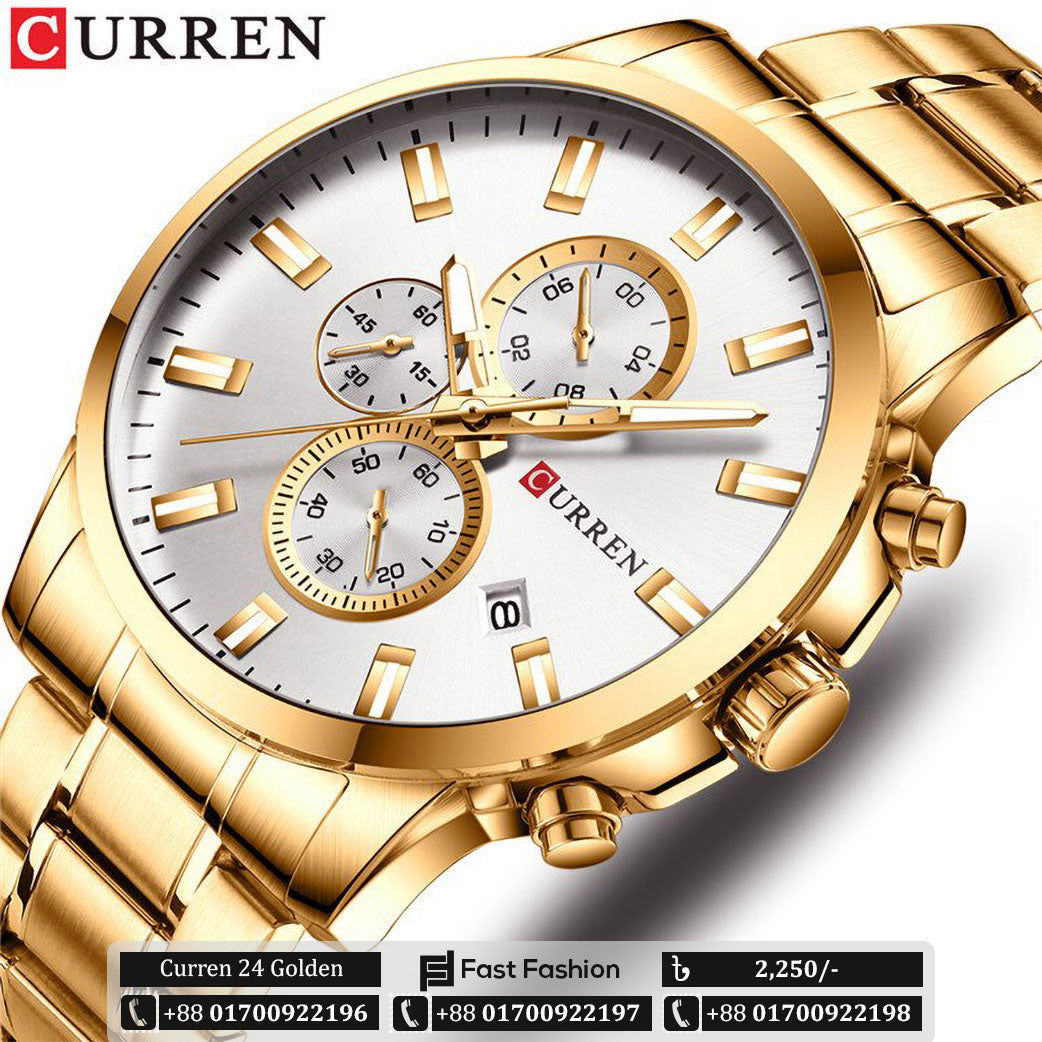 New Original Trendy Stylish Stainless Steel CURREN Watch for Men | Curren 24