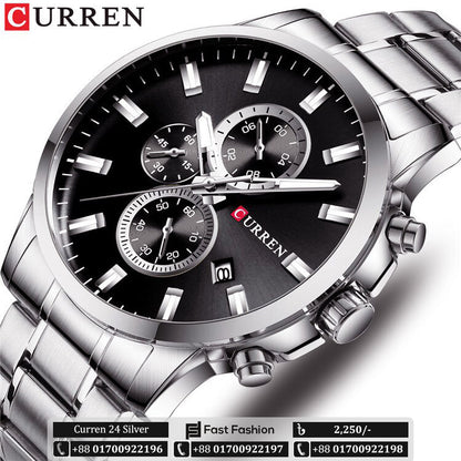 New Original Trendy Stylish Stainless Steel CURREN Watch for Men | Curren 24