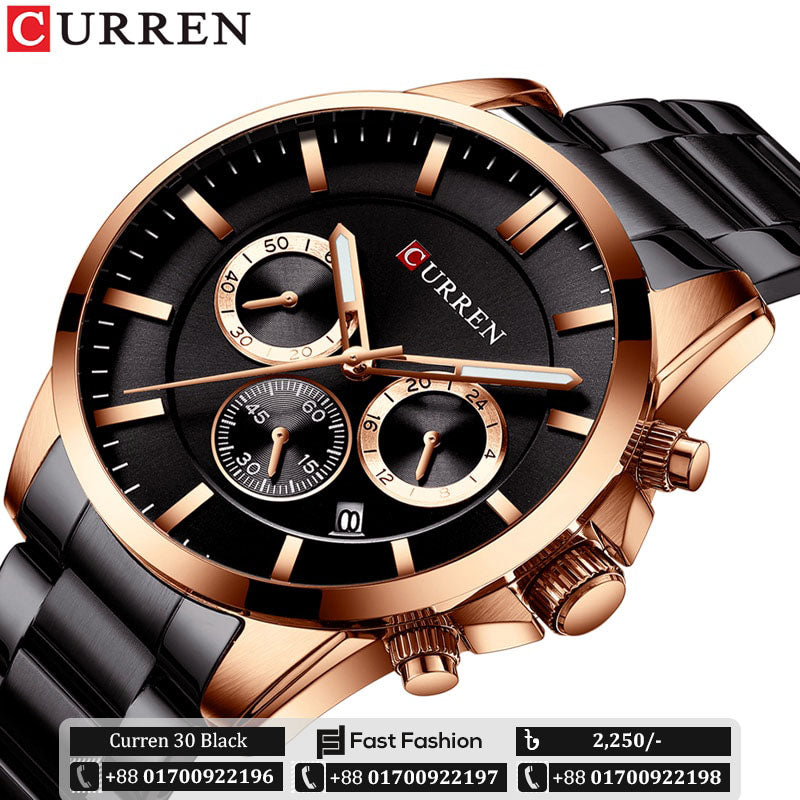 Original Trendy Stylish Stainless Steel CURREN Watch for Men | Curren 30