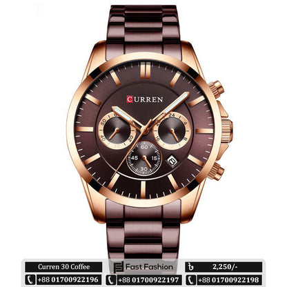 Original Trendy Stylish Stainless Steel CURREN Watch for Men | Curren 30