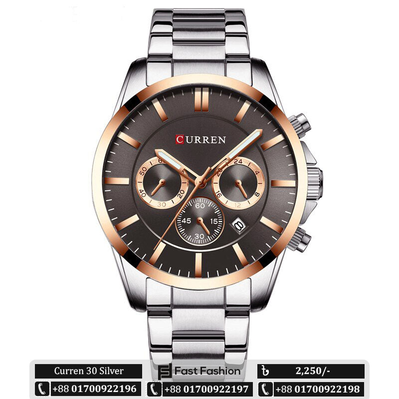 Original Trendy Stylish Stainless Steel CURREN Watch for Men | Curren 30