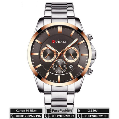 Original Trendy Stylish Stainless Steel CURREN Watch for Men | Curren 30