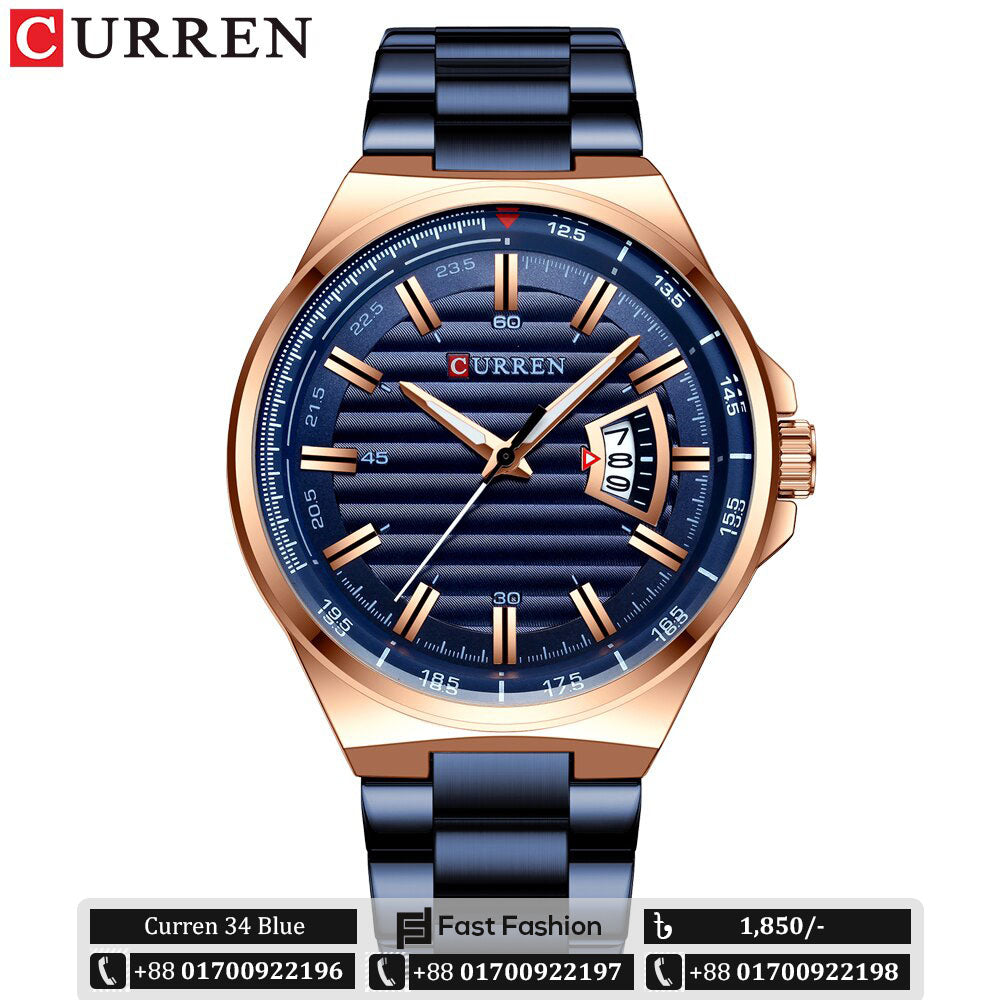 Trendy Stylish Stainless Steel Original CURREN Watch for Men | Curren 34