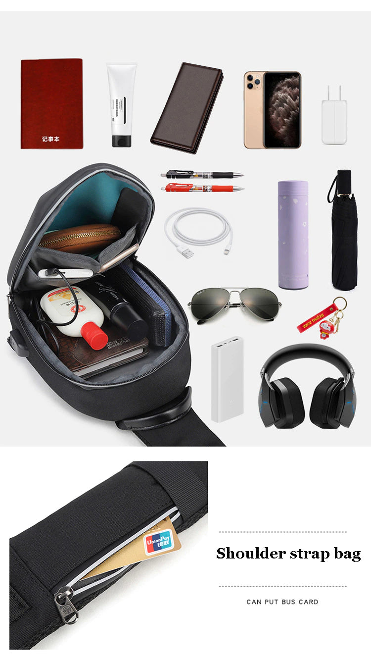 Anti-theft lock Chest-Bag - Side Bag - USB charging travel Shoulder Waterproof Crossbody Bag - KN Side Bag 02